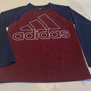 Boy's adidas Climalite Shirt Navy/Burgundy  Long Sleeve Adidas Small 8